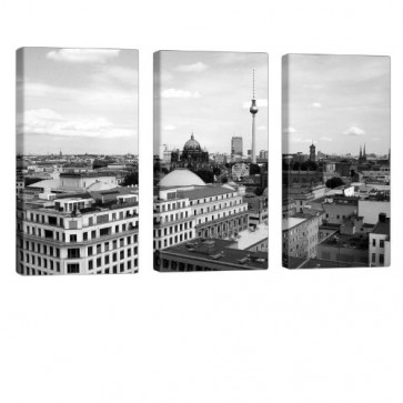 Grey Berlin Leinwand Druck 3x 40x80cm