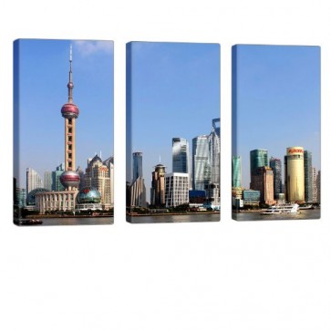 Great Shanghai Leinwand Druck 3x 40x80cm