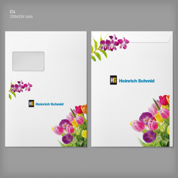 Blume - Briefhülle C4 mit Fenster - 4/4-farbig