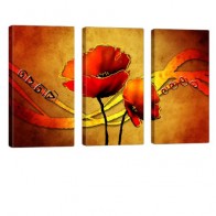 Art of Flowers Leinwandbild 3x 40x80cm