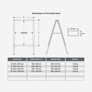Kundenstopper in A-Form bei reproplan
